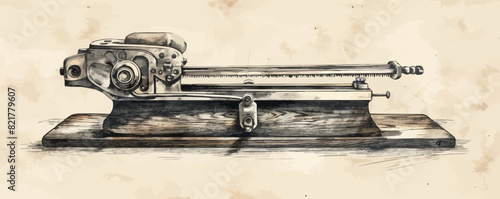 Hand jointer in sketch vintage style. Woodworking, carpenter tool. vector simple illustration photo