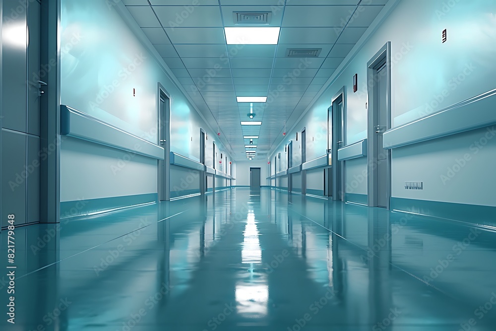 Empty hallway in the modern hospital