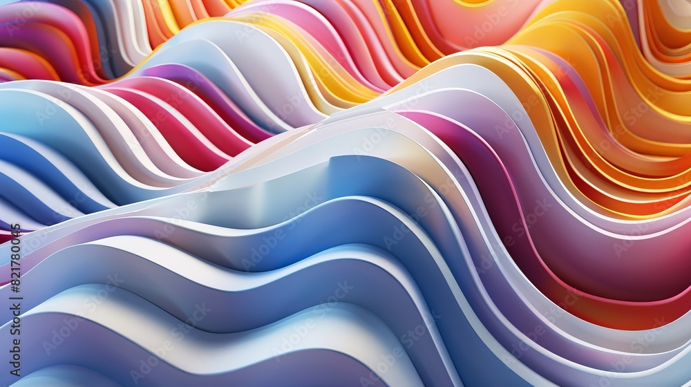A 3D render of an abstract background with colorful rounded lines A 3D render of an abstract background with colorful rounded lines