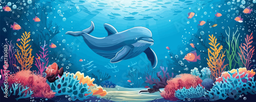 Marine life vector simple illustration