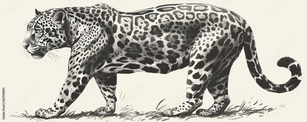 jaguar Engraving style. Simple pencil drawing vector jaguar Engraving style. Simple pencil drawing vector