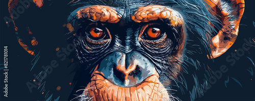Monkey portrait. vector simple illustration