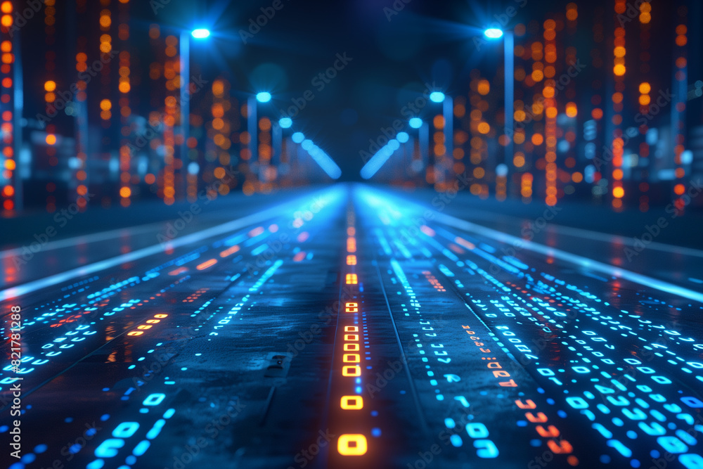 Logistic road with hologram data online network background. Logistic road with hologram data online network background.