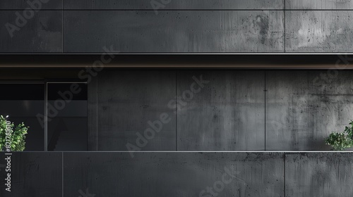 Minimalist Charcoal Black Parapet Wall with Sleek Design and Subtle Textures photo