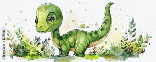 little dinosaur in watercolor style. Isolated vector illustration