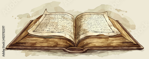 Quran book sketch hand drawn Vector illustration