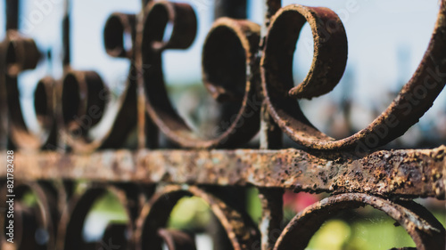 A fragment of the old fence of the ancient monument