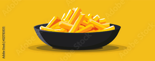 french fries on plate vector flat minimalistic isolated illustratio