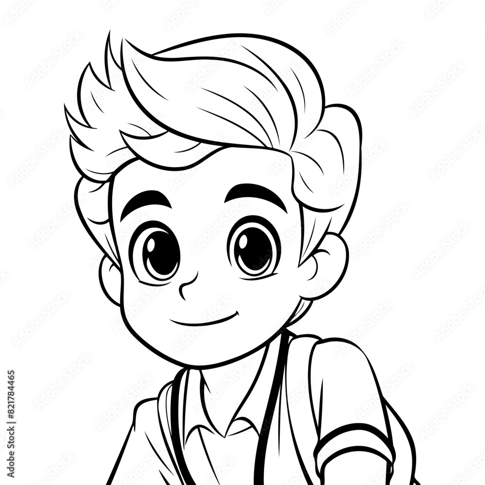 Clean line boy icon for coloring.