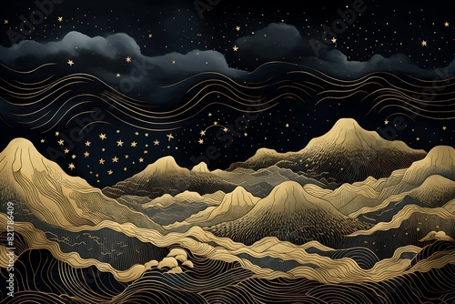 Ink Art Elegance: Fluid Forms of Ocean Waves for Home Décor
