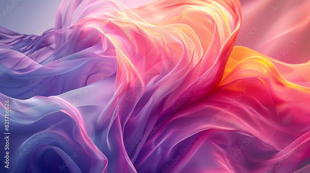 Fototapeta premium Vibrant swirling colorful fabric with light and shadow play, abstract and ethereal design.