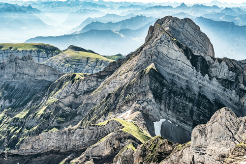 Mountain view from Mount Saentis, Switzerland , Swiss Alps. photo