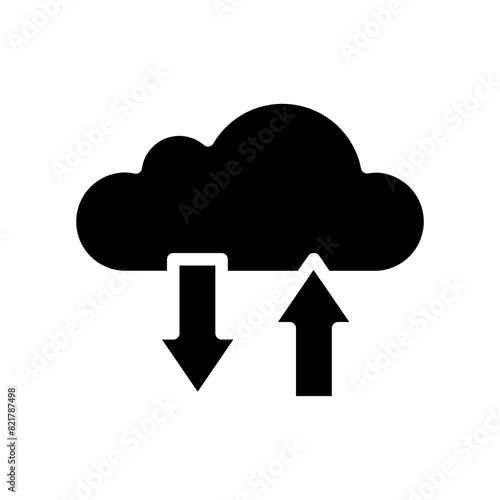 Collection cloud with arrow line icon. Upload and download cloud arrow vector symbols. Clouds with arrows up and down