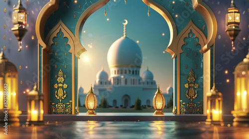 Ramadan Kareen illustration background concept.