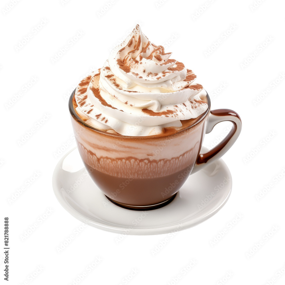 Cup of Hot Coffee with Whipped Cream on Top Isolated on Transparent Background, PNG, Cut Out. Cup of Hot Coffee with Whipped Cream on Top Isolated on Transparent Background, PNG, Cut Out.