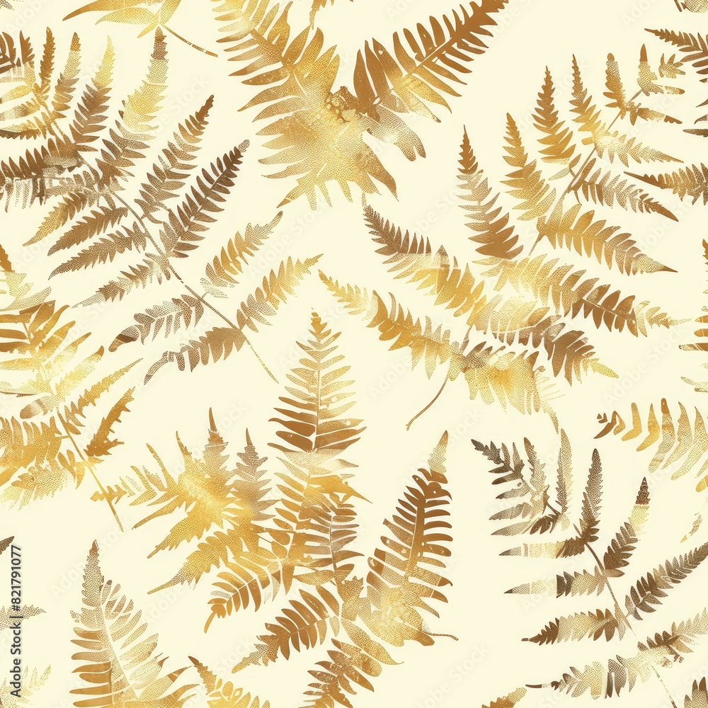 Gold ferns on a cream color background. Gold ferns on a cream color background.