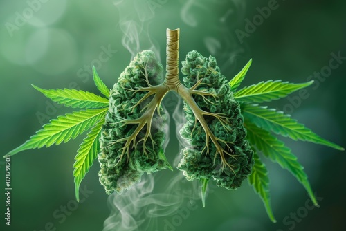 A cannabis with a leafy stem that looks like a lung