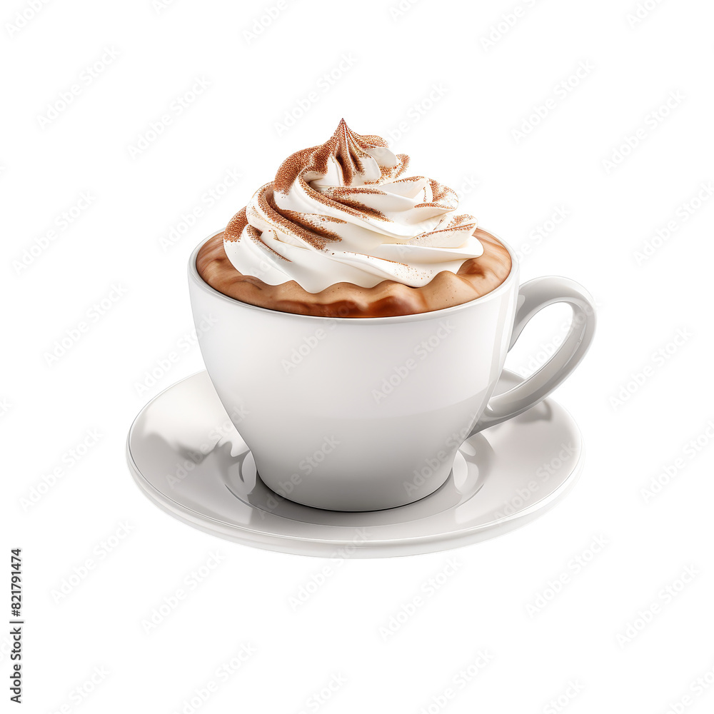 Cup of Hot Coffee with Whipped Cream on Top Isolated on Transparent Background, PNG, Cut Out. Cup of Hot Coffee with Whipped Cream on Top Isolated on Transparent Background, PNG, Cut Out.