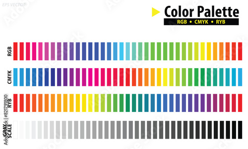 Set of color palette diagram isolated. 3D Illustration