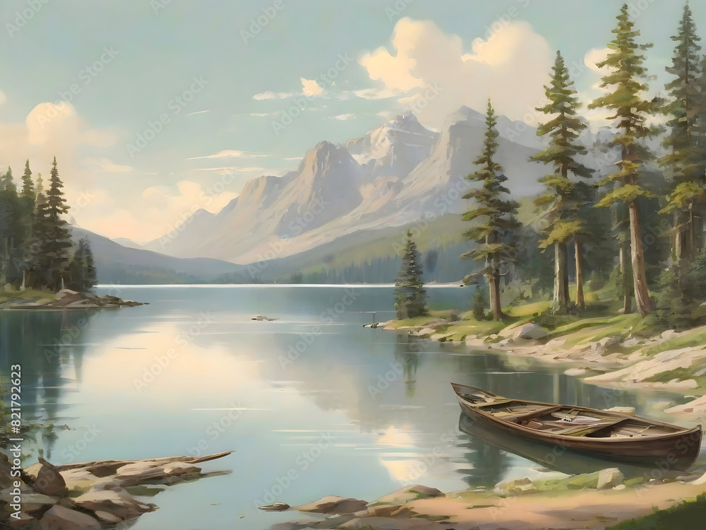 Landscape Vintage Painting Illustration Art	