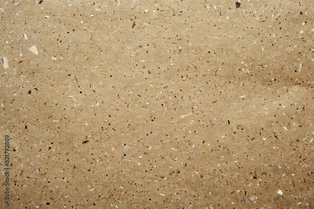 The image shows a close-up of a rough-hewn piece of brown paper bag with flecks of white, perhaps from being recycled. The image shows a close-up of a rough-hewn piece of brown paper bag with flecks of white, perhaps from being recycled.