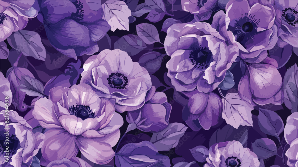 Purple flower pattern with watercolor for background