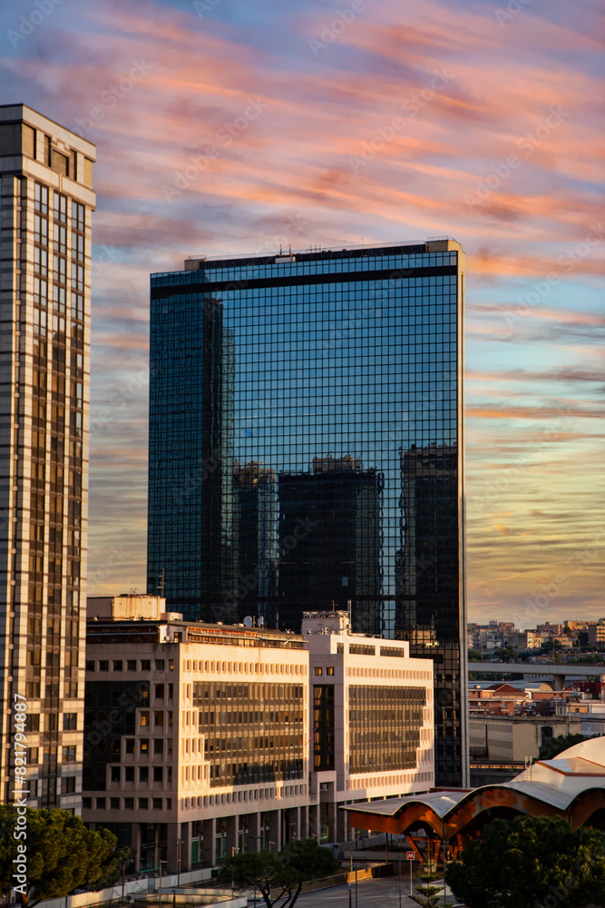 Urban Naples skyline sunset cloud reflections Urban Naples skyline sunset cloud reflections