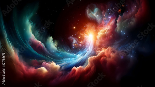 Colorful Cosmic Nebula with Ethereal Light A Journey Through Space