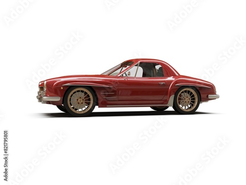 Old School Vintage Classic Red Racing Coupe Cabriolet Car