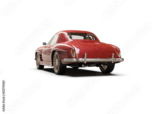 Old School Vintage Classic Red Racing Coupe Cabriolet Car