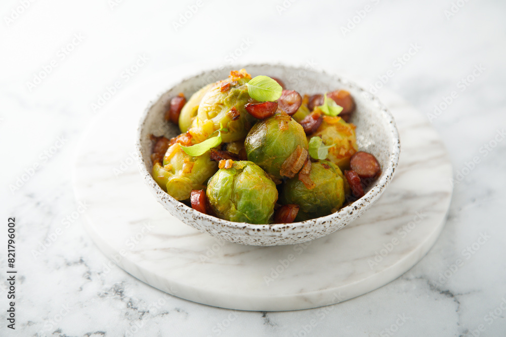 Brussels sprout with onion and bacon Brussels sprout with onion and bacon