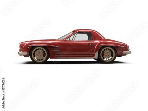 Old School Vintage Classic Red Racing Coupe Cabriolet Car