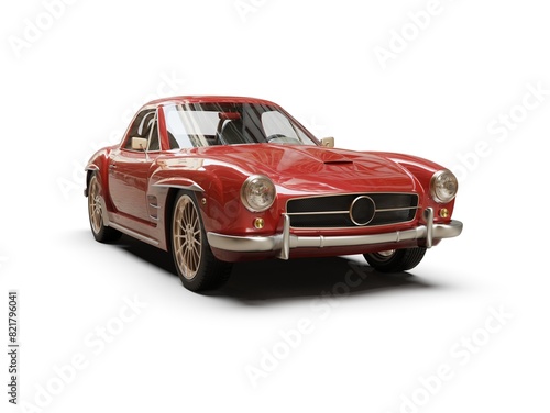Old School Vintage Classic Red Racing Coupe Cabriolet Car