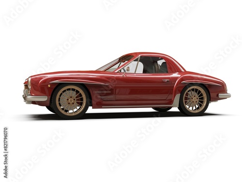 Old School Vintage Classic Red Racing Coupe Cabriolet Car