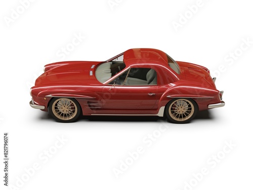 Old School Vintage Classic Red Racing Coupe Cabriolet Car