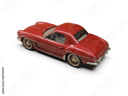 Old School Vintage Classic Red Racing Coupe Cabriolet Car