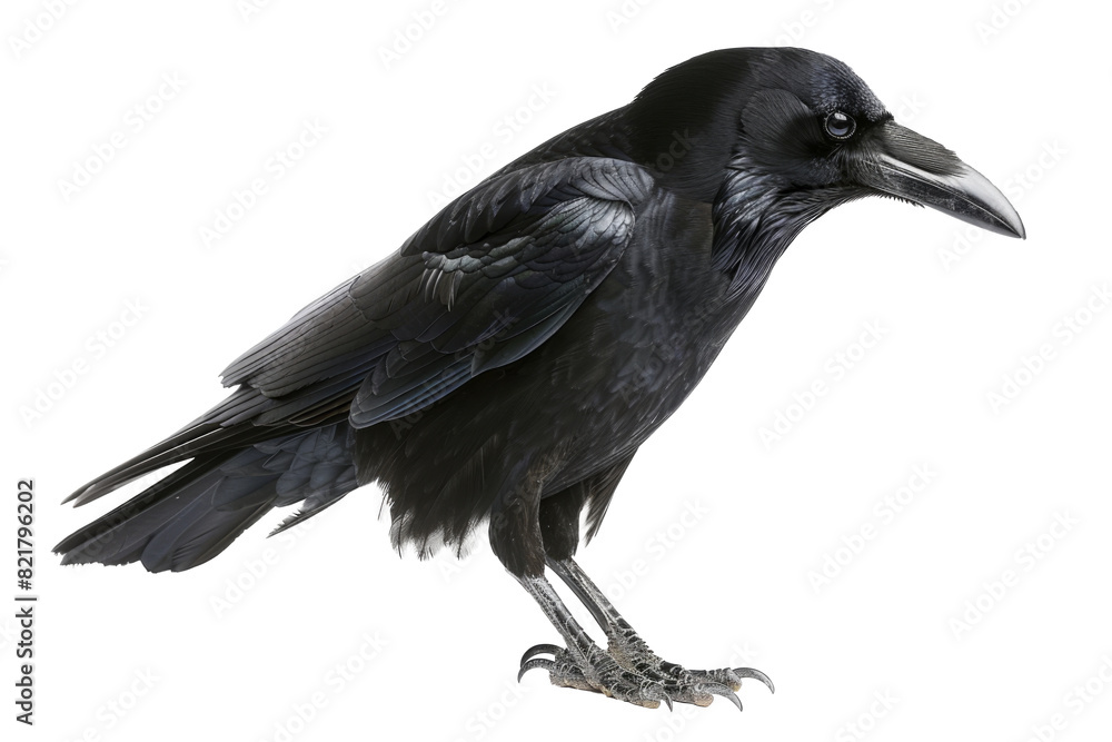 Carrion Crow with inquisitive look, Corvus corone, isolated on white Carrion Crow with inquisitive look, Corvus corone, isolated on white