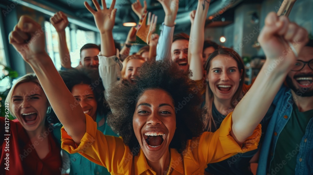 Successful group of multiethnic entrepreneurs and businessmen achieving goals in corporate office. Successful group of multiethnic entrepreneurs and businessmen achieving goals in corporate office.