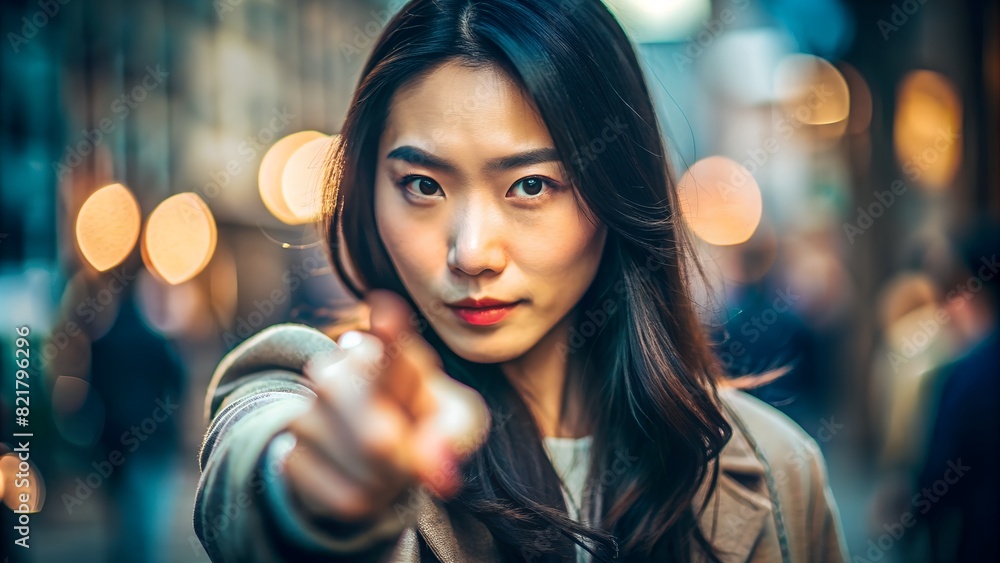 Diverse Asian Woman Pointing Her Finger Diverse Asian Woman Pointing Her Finger