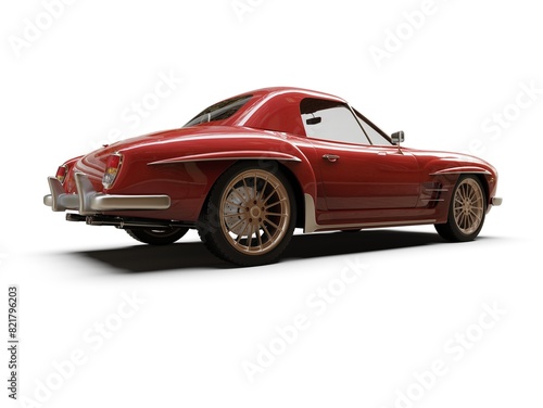 Old School Vintage Classic Red Racing Coupe Cabriolet Car