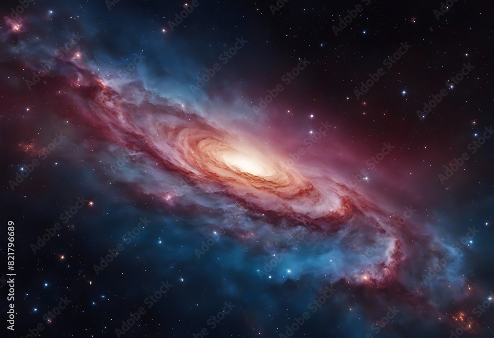 Fototapeta premium Colorful space Spiral galaxy cloud nebula. Stary night cosmos. Universe science astronomy. Generative AI