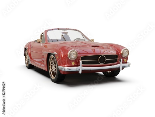 Old School Vintage Classic Red Racing Coupe Cabriolet Car