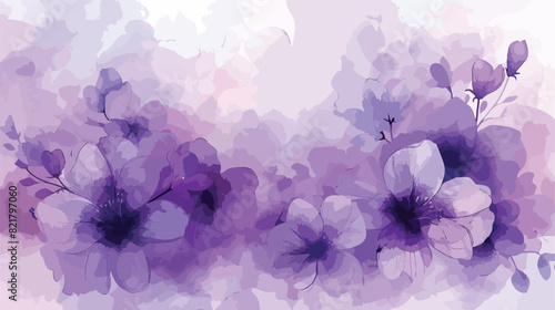 Purple watercolor flower for wedding birthday card background