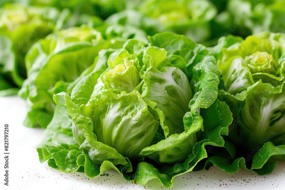 Fresh iceberg lettuce. Isolated on white background. Close-up shooting Fresh iceberg lettuce. Isolated on white background. Close-up shooting