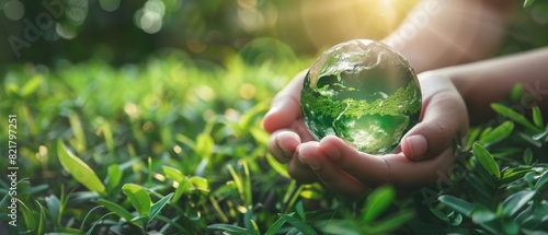 Hands holding a glass globe, symbolizing environmental conservation and the importance of nature in our world.