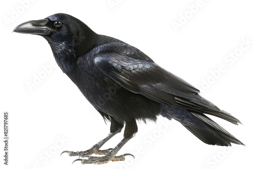 Carrion Crow with inquisitive look  Corvus corone  isolated on white