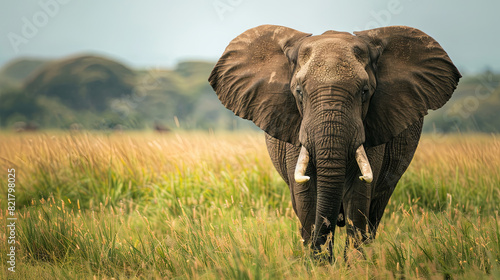 Large elephant against the backdrop of wild nature photo