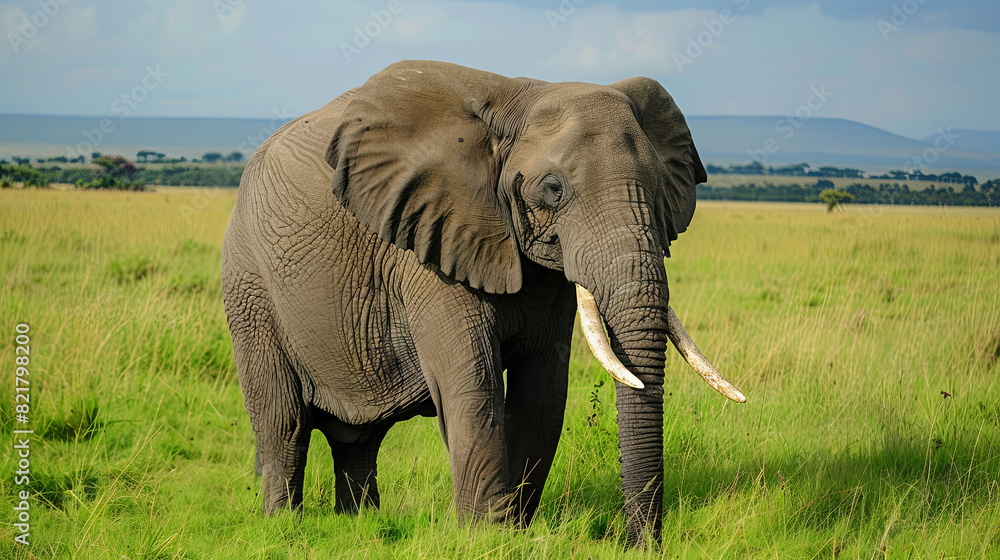 Obraz premium Large elephant against the backdrop of wild nature