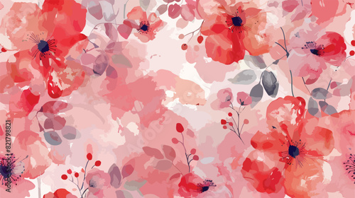 Red pink floral watercolor pattern for background fab photo