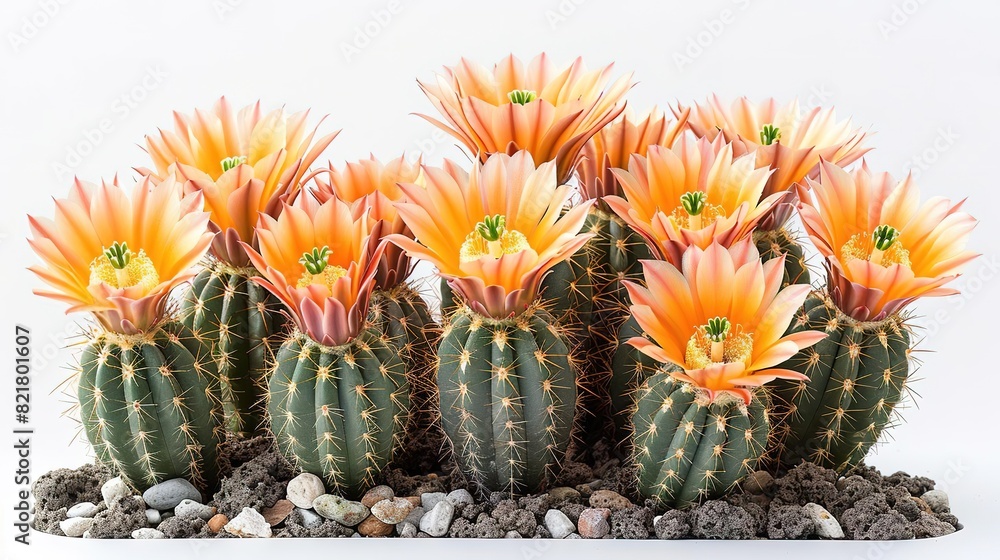 A beautiful arrangement of cacti in bloom